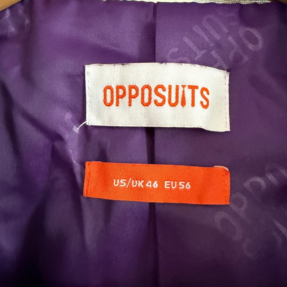 OPPOSUITS | Shiny Silver Blazer Jacket Suit Jacket | 46 XL Novelty blazer - Picture 3 of 7
